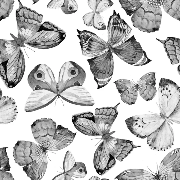 Watercolor raster butterfly pattern — Stock Photo, Image