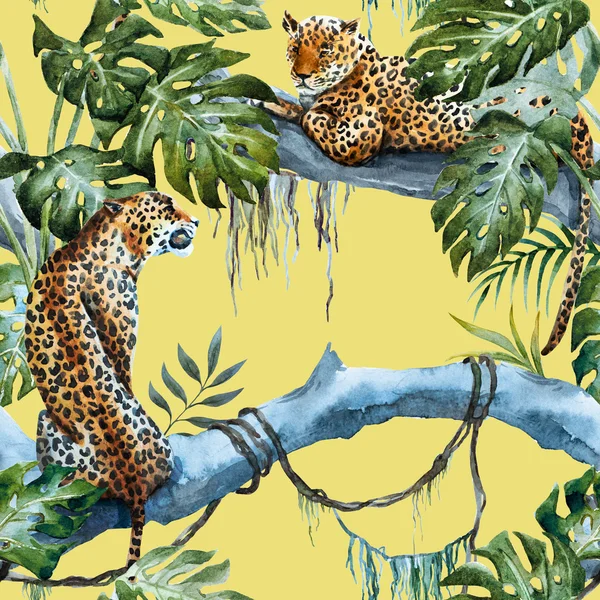 Padrão de leopardo aquarela raster — Fotografia de Stock