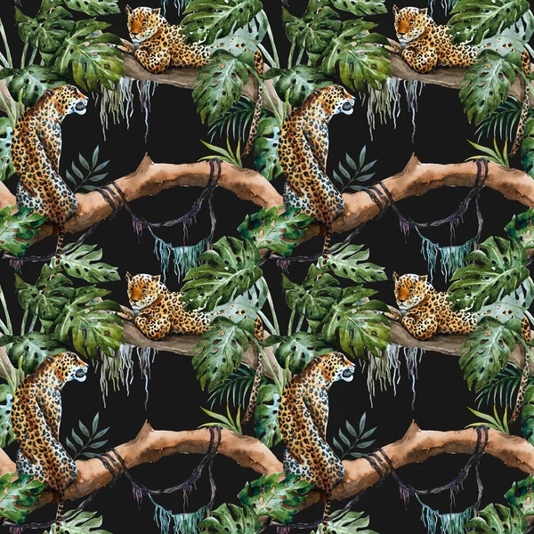 Акварель растровий візерунок леопарда — стокове фото