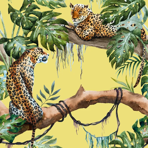 Acquerello raster modello leopardo — Foto Stock
