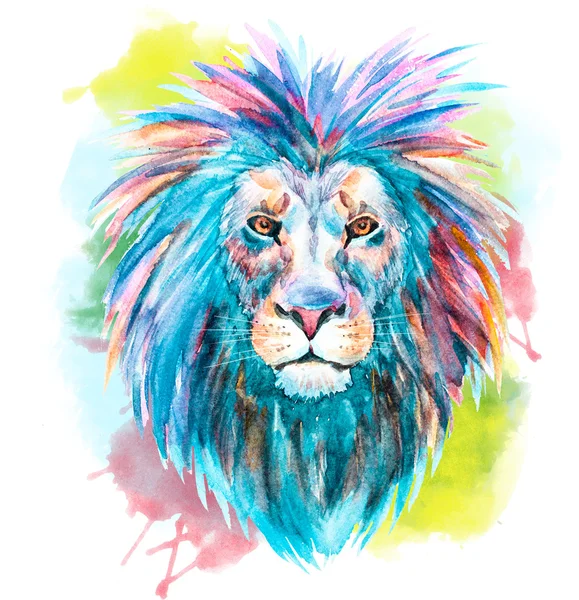 Watercolor raster lion Royalty Free Stock Photos