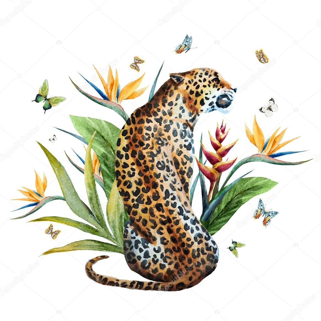 Watercolor raster leopard