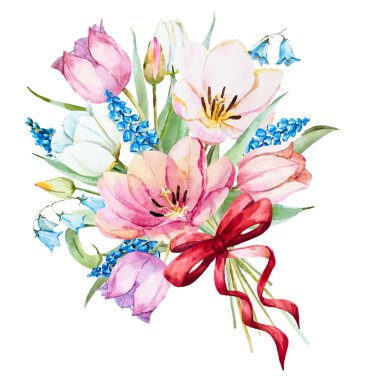 Suluboya vektör bahar çiçekleri