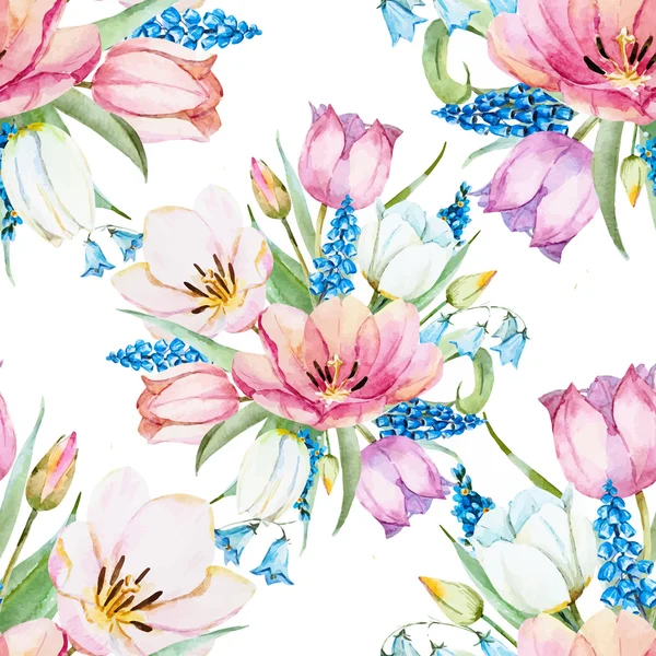 穏やかな春の花のラスターのパターン — ストックベクタ