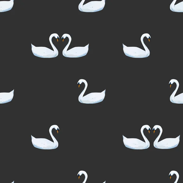 Patrón de cisne acuarela — Vector de stock