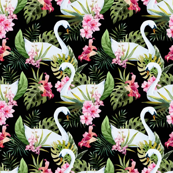 Akvarell swan mönster — Stock vektor