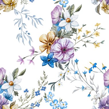 Raster suluboya çiçek desenli