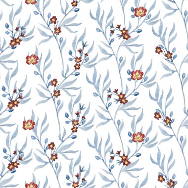 Raster suluboya çiçek desenli