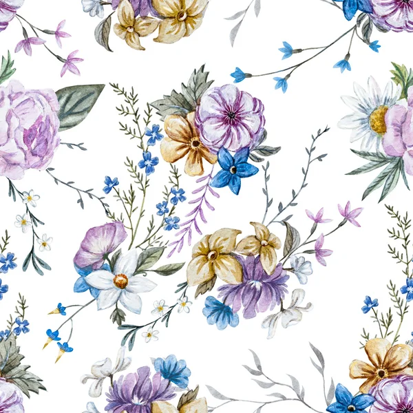 Raster watercolor floral pattern — Stock Photo, Image