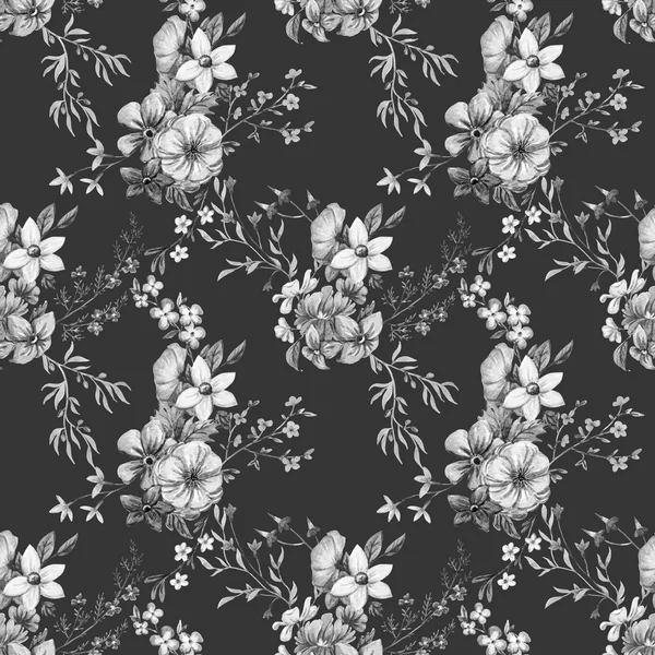 래스터 수채화 꽃 패턴 — 스톡 사진