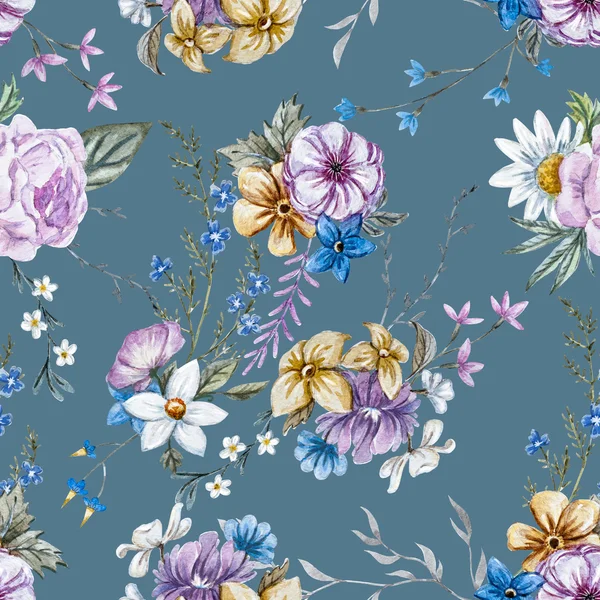 Raster suluboya çiçek desenli