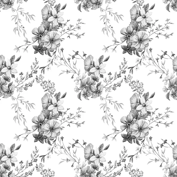 Raster watercolor floral pattern — Stock Photo, Image