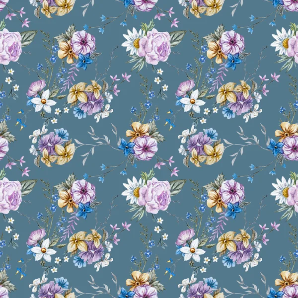 Raster watercolor floral pattern Stock Picture