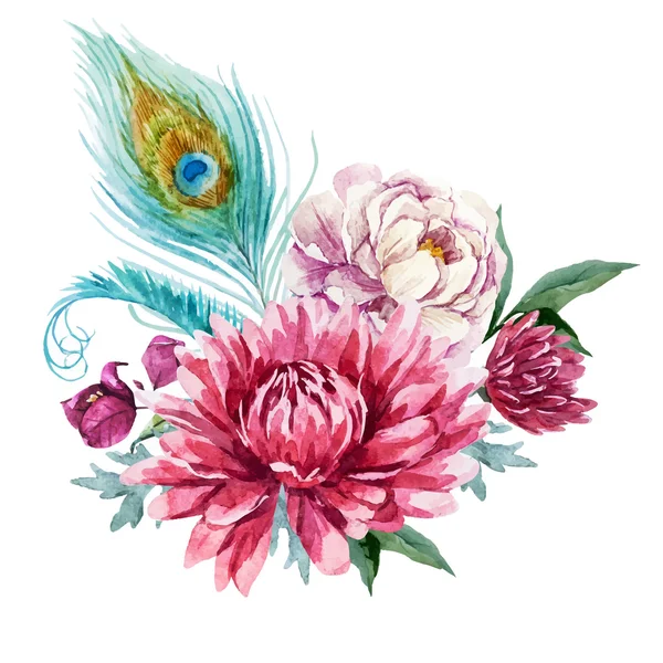 Composição floral aquarela —  Vetores de Stock