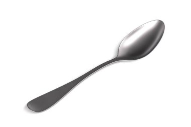 Beyaz arka planda paslanmaz çelik kaşık - 3B görüntüleme