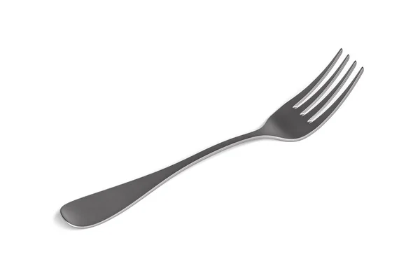 Beyaz zemin üzerinde paslanmaz çelik çatal - 3D render