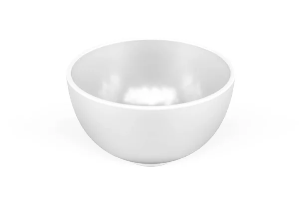 Biała Ceramiczna Miska Zupy Białym Tle Renderowania — Zdjęcie stockowe