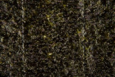 Nori yaprağı dokusu - üst görünüm ve sushi için pirinç sarmak için kullanılan nori yaprağının yakın çekimi