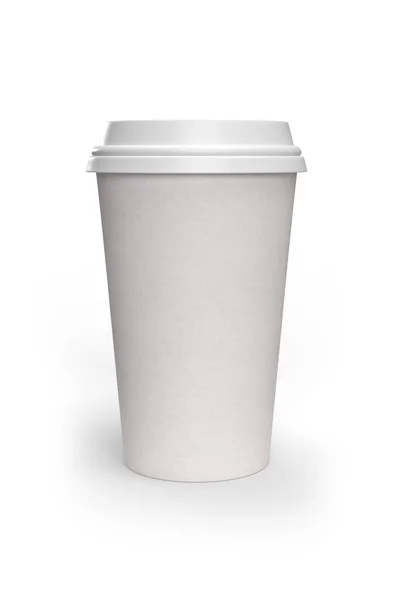 Mockup Tazza Caffè Plastica Sfondo Bianco Spazio Copia Rendering — Foto Stock