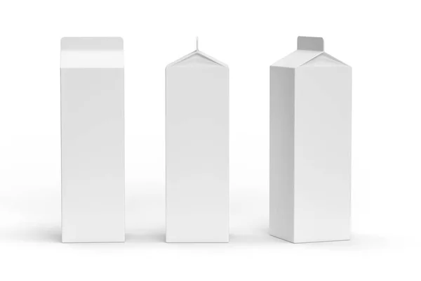 Beyaz Arkaplanda Izole Edilmiş Temiz Karton Kağıttan Yapılmış Süt Veya — Stok fotoğraf