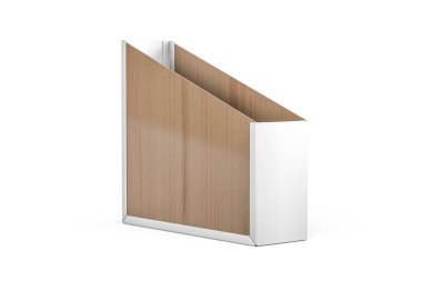 Beyaz arkaplanda izole edilmiş belgeler için bir ahşap metal kap - 3D render