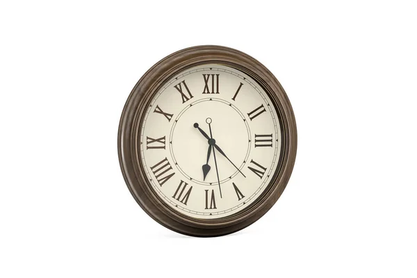 Classic Wall Clock Wooden Case Isolated White Render — Stock Photo, Image