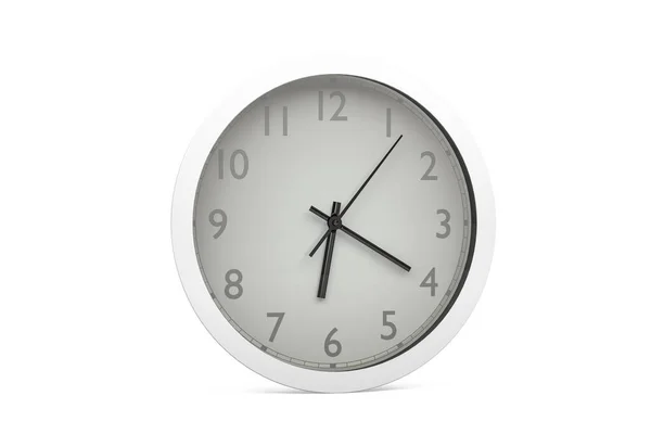 Relógio Parede Moderno Caixa Plástico Branco Isolado Fundo Branco Renderização — Fotografia de Stock