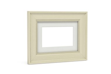 Tahta çerçeve modeli beyaz arkaplanda izole edildi - Perspektif görünümü - kopyalama alanı - 3d görüntüleme