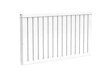 Beyaz arkaplanda izole edilmiş beyaz bir radyatör - 3d görüntüleyici