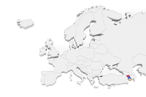 Mapa Europa Con Bordes Marcados Área Armenia Marcada Con Bandera —  Fotos de Stock