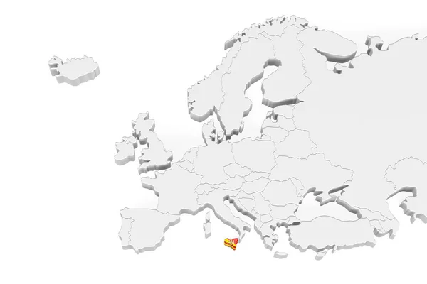 Europakarte Mit Markierten Grenzen Gebiet Von Sizilien Mit Sizilianischer Flagge — Stockfoto
