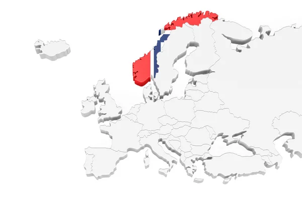 Europa Karta Med Markerade Gränser Området Norge Markerat Med Norge — Stockfoto