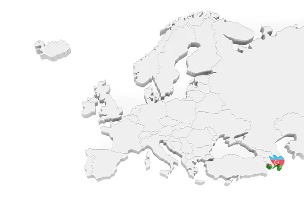 Mapa Europa Con Bordes Marcados Área Azerbaiyán Marcada Con Bandera —  Fotos de Stock