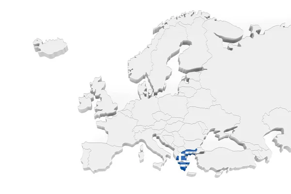 Карта Европа Отмеченными Границами Зона Острова Крит Отмеченная Флагом Острова — стоковое фото