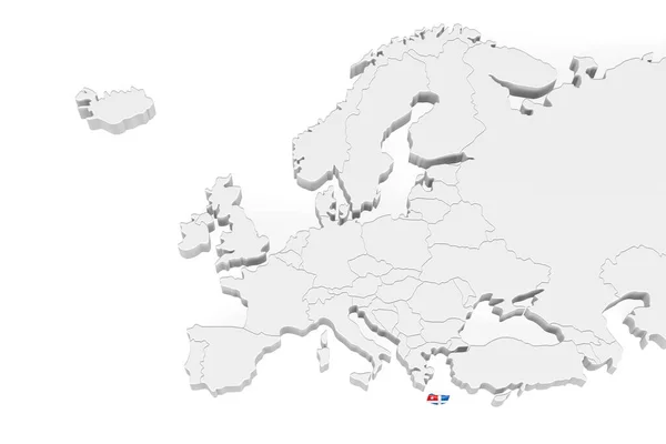 Európa Térkép Jelölt Határokkal Kréta Szigetének Területe Kréta Szigetének Zászlóval — Stock Fotó