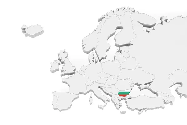 Mapa Europa Com Fronteiras Marcadas Área Bulgária Marcada Com Bandeira — Fotografia de Stock