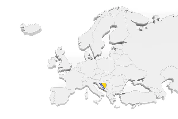 Mapa Europa Con Bordes Marcados Área Croacia Marcada Con Bandera —  Fotos de Stock