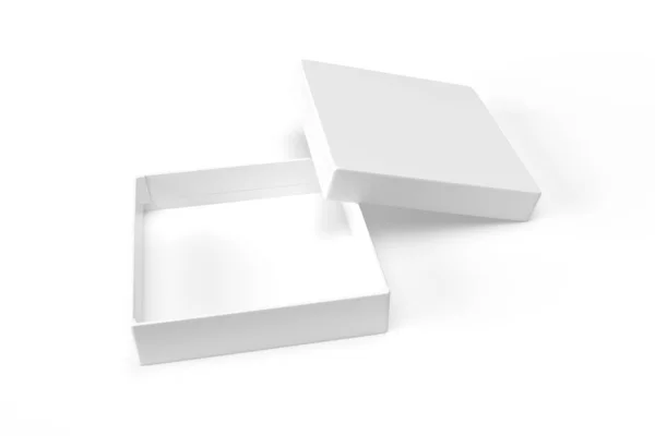 Open Box Mockup Isolato Sfondo Bianco Rendering — Foto Stock