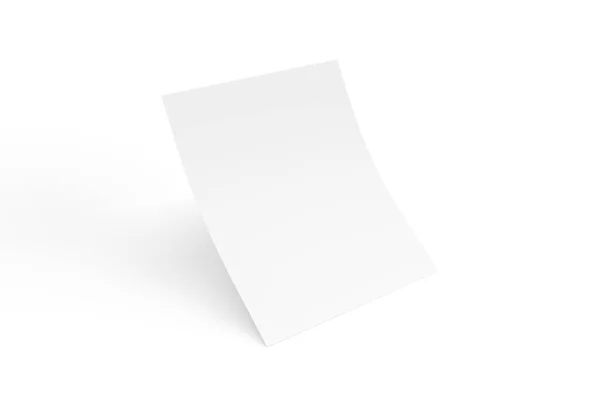 Gebogen Vel Papier Mockup Geïsoleerd Witte Achtergrond Render — Stockfoto