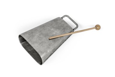 Steel cowbell isolated on white background - 3d render clipart