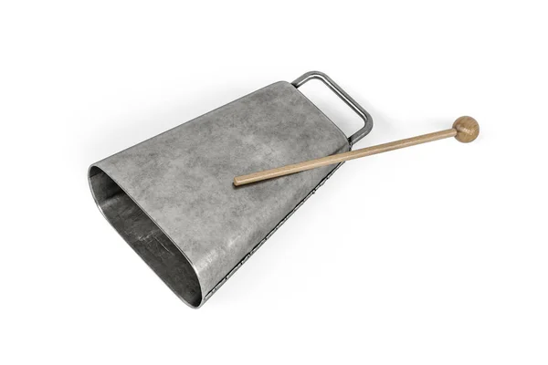 Steel Cowbell Isolated White Background Render — Stock Photo, Image