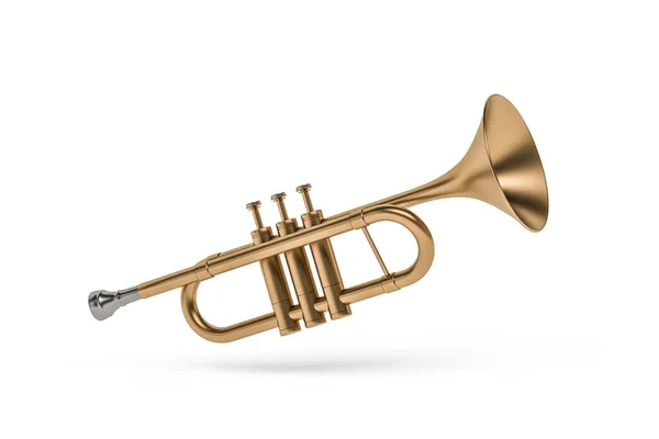 Mässing Trumpet Isolerad Vit Bakgrund Render — Stockfoto