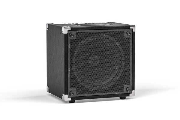 Black guitar amplifier isolated on white background - 3d render