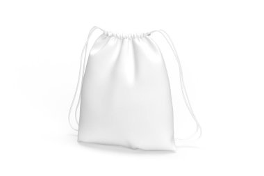 Drawstring bag mockup isolated on white background - 3d render clipart