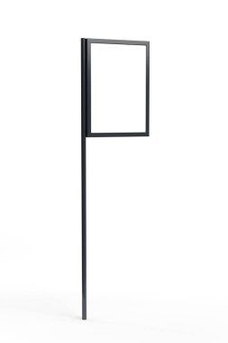 Beyaz arkaplanda izole edilmiş öncü ekran ile reklam stand-up modeli - 3d oluşturma