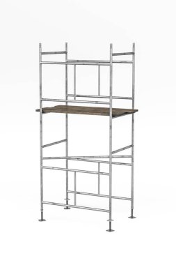 İnşaatta kullanılan yapı iskelesi beyaz arkaplanda izole edilmiş - 3d oluşturma