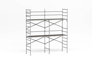 İnşaatta kullanılan yapı iskelesi beyaz arkaplanda izole edilmiş - 3d oluşturma