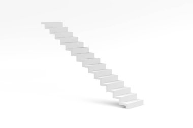 Basit modern merdiven modeli beyaz arkaplanda izole edildi - 3B oluşturma