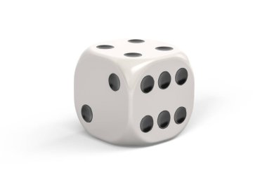 Beyaz arkaplanda izole edilmiş beyaz zarlar - 3d oluşturma
