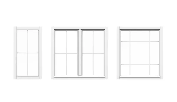 Moderna Maqueta Ventanas Aisladas Sobre Fondo Blanco Render — Foto de Stock